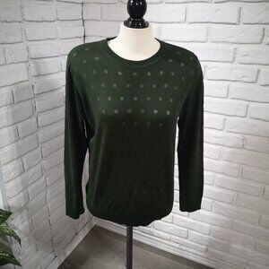 Karl Lagerfeld Paris Ladies Size Large Green Lightweight Round Neck Sweater